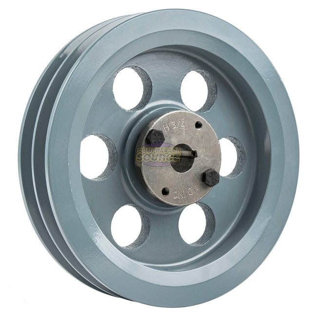 7.75" Double Groove Pulley fits B Section V-Belt 5L with 3/4" Sheave Bushing 2BK80H