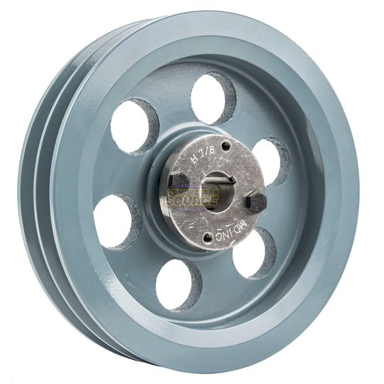 7.75" Double Groove Pulley fits B Section V-Belt 5L with 7/8" Sheave Bushing 2BK80H