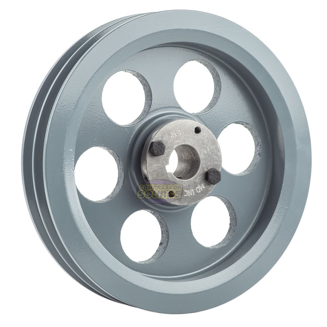 8.75" Double Groove Pulley fits B Section V-Belt 5L with 1" Sheave Bushing 2BK90H