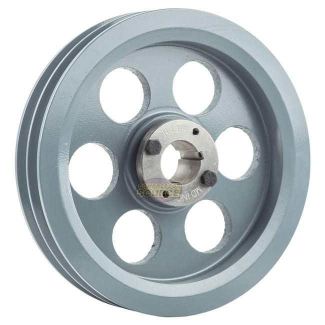 8.75" Double Groove Pulley fits B Section V-Belt 5L with 1-1/4" Sheave Bushing 2BK90H