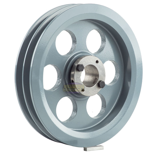 8.75" Double Groove Pulley fits B Section V-Belt 5L with 1-3/8" Sheave Bushing 2BK90H