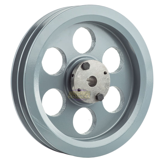 8.75" Double Groove Pulley fits B Section V-Belt 5L with 5/8" Sheave Bushing 2BK90H