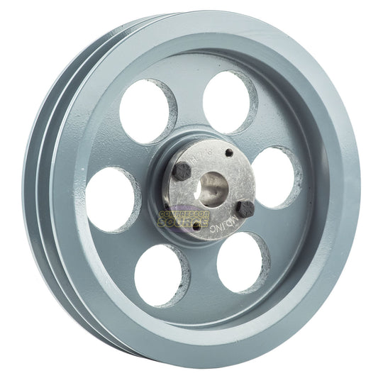 8.75" Double Groove Pulley fits B Section V-Belt 5L with 7/8" Sheave Bushing 2BK90H