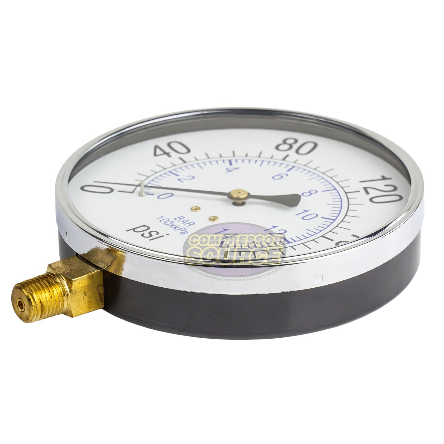 1/4" NPT 0-200 PSI Air Pressure Gauge Lower Side Mount With 4.5" Face