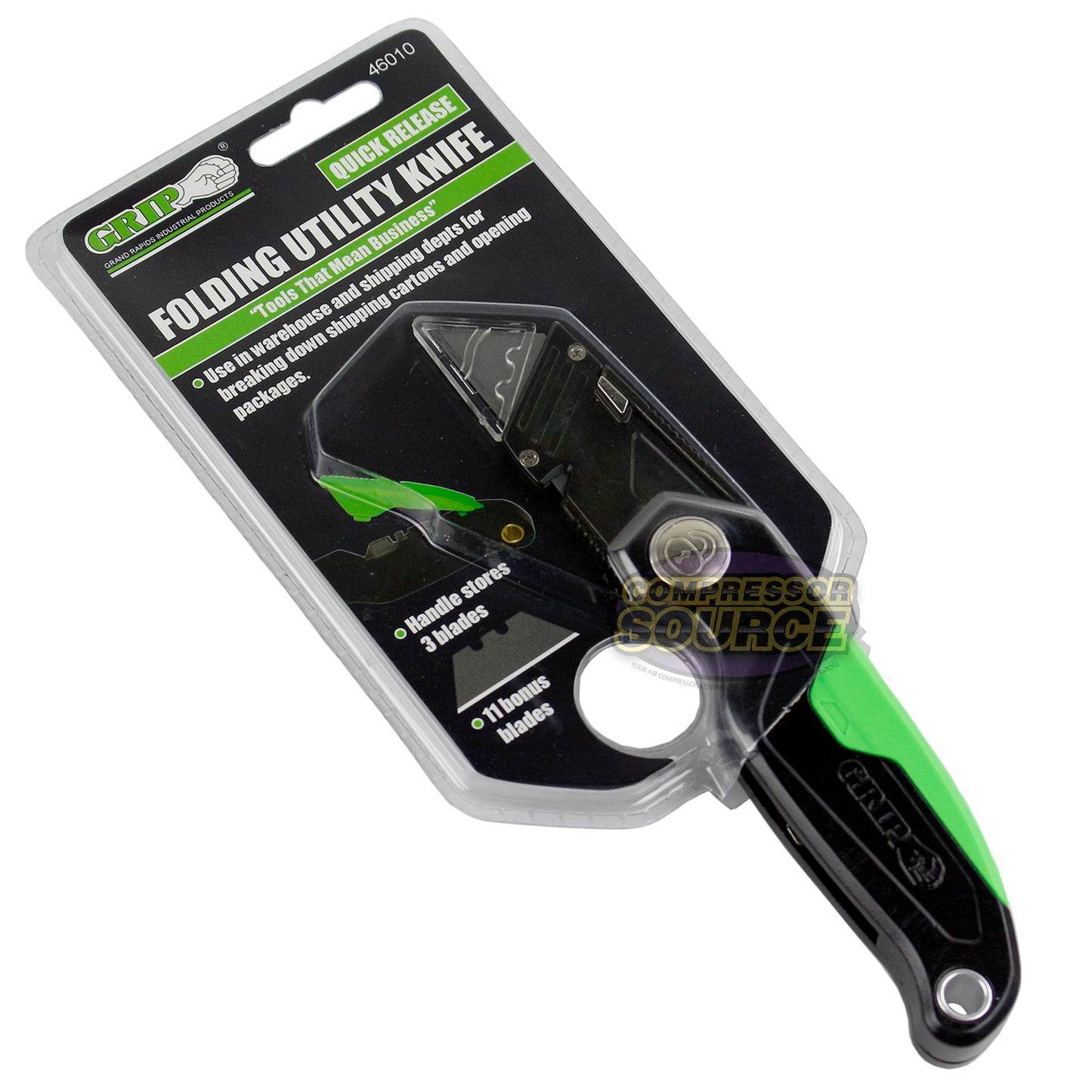 GRIP Tools Quick Release Folding Retractable Utility Knife 11 Razor Blades