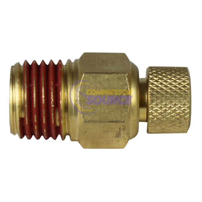 1/4" Male NPT Manual Twist Style Air Compressor Tank Drain with O-Ring Seal