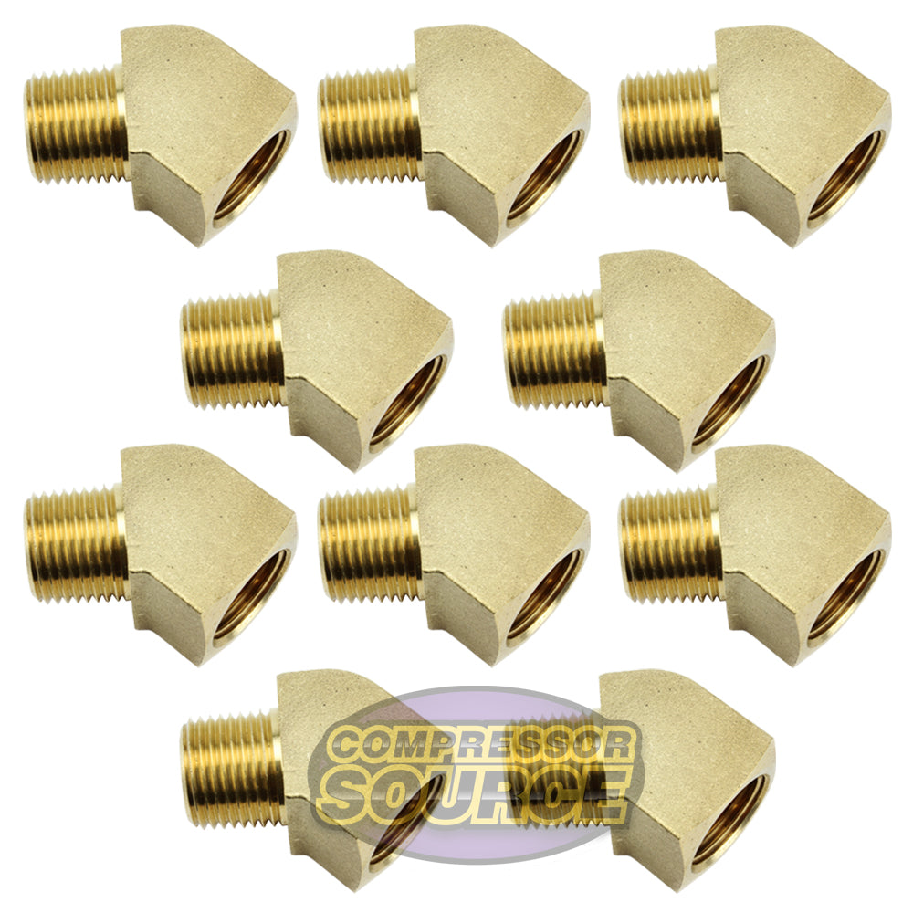RapidAir 45 Degree 1/4" NPT Brass Elbow Fitting 50130 10-Pack