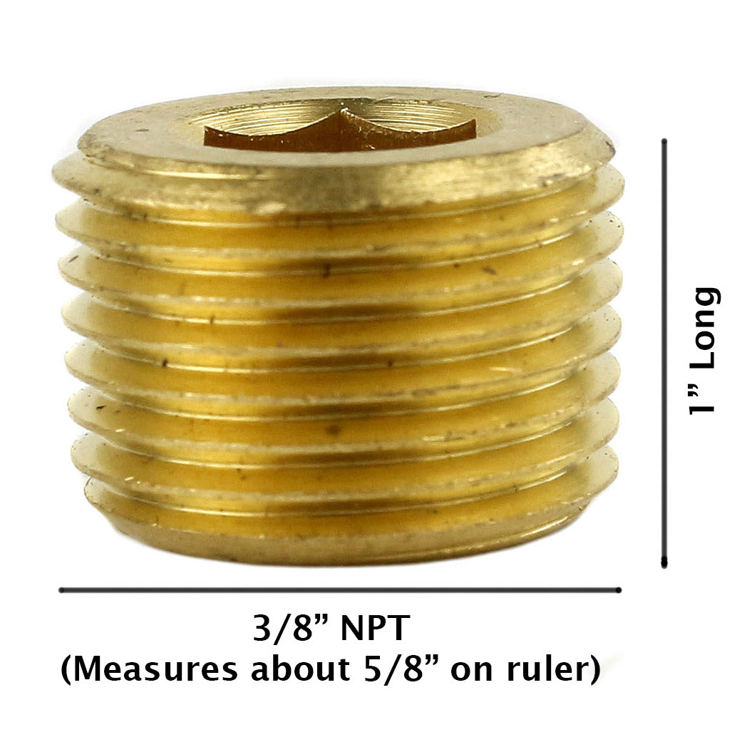 3/8" Brass Male NPT Thread Allen Head Pipe Plug Hex Socket RapidAir 50135