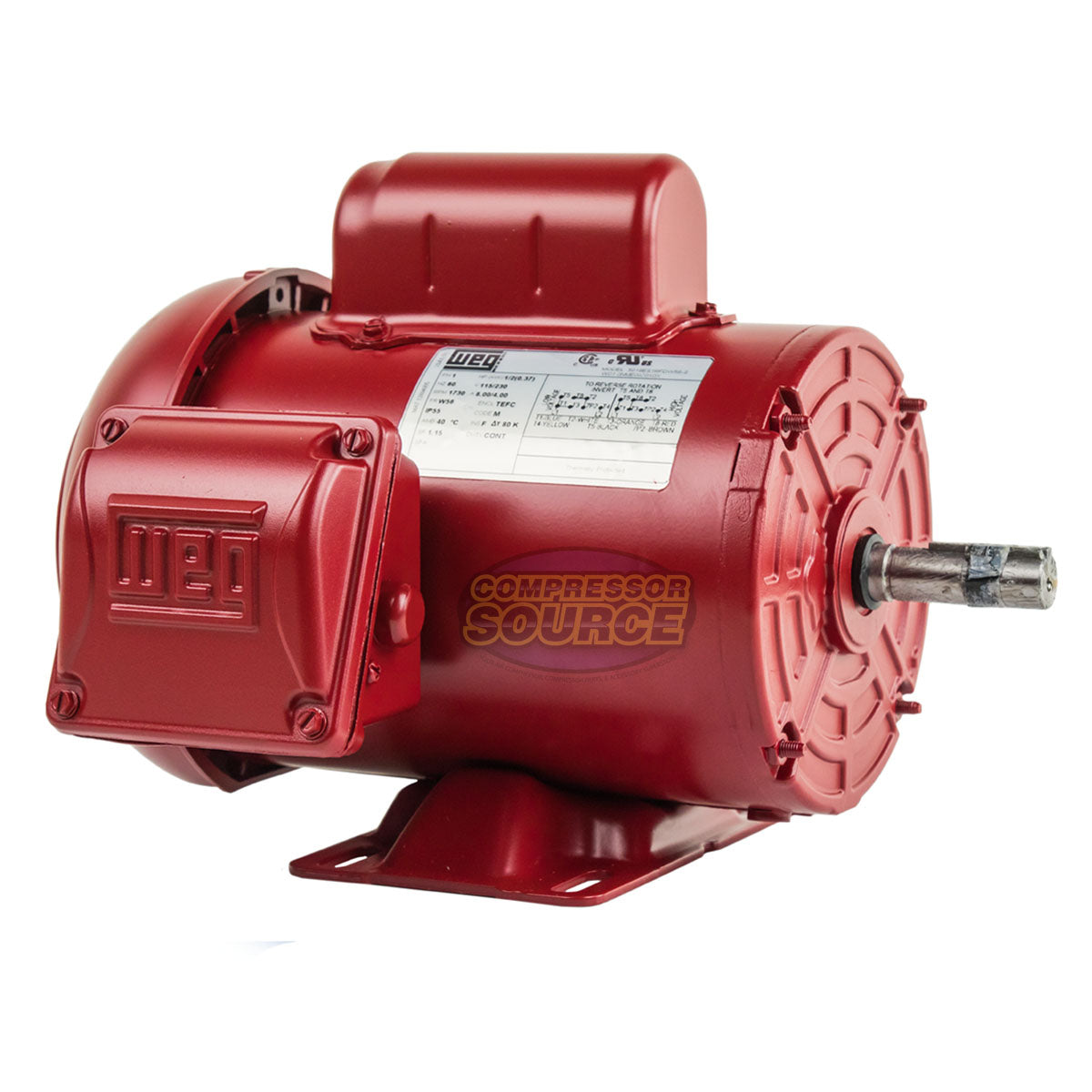 1/2 HP Air Compressor Electric Motor W56 Frame 1730 RPM Single Phase WEG New