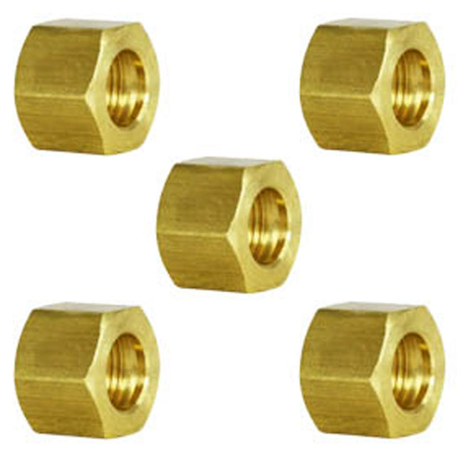 3/4" Compression Nut Hex Shape 1" Thread Size Brass Compression Fitting 5-Pack