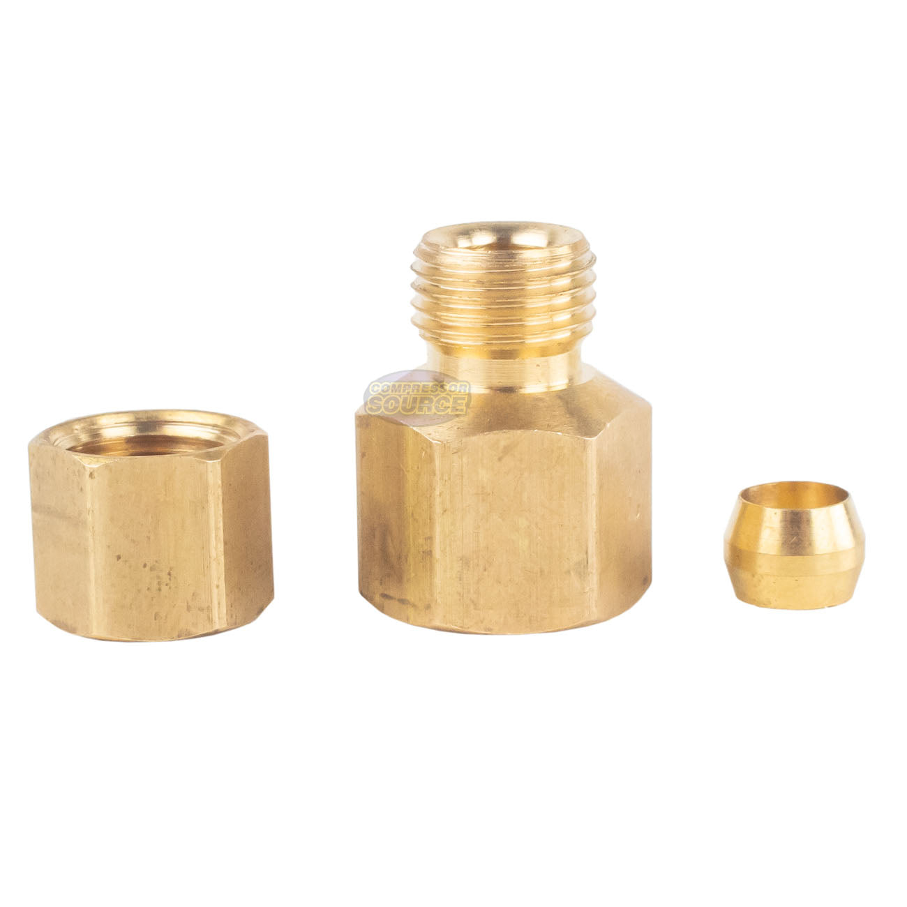 1/4" FNPT x 1/4" Compression Brass Female Pipe Fitting Connectors Ferrule 3 Pack