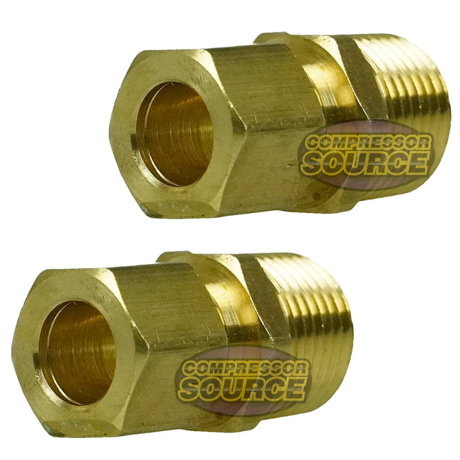 1/2" x 1/2" Compression Male NPTF Adapter Solid Brass Compression Fitting 2-Pack