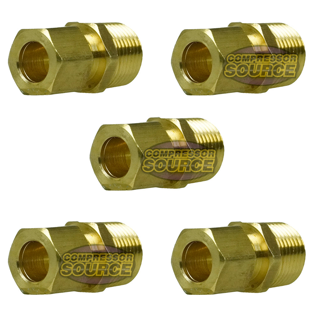 1/2" x 1/2" Compression Male NPTF Adapter Solid Brass Compression Fitting 5-Pack