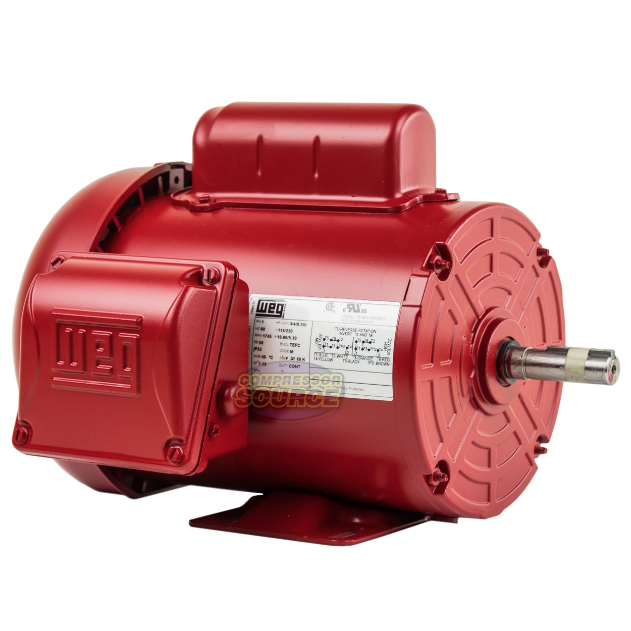 3/4 HP Farm Duty Electric Motor 56 Frame 1745 RPM Single Phase TEFC WEG New