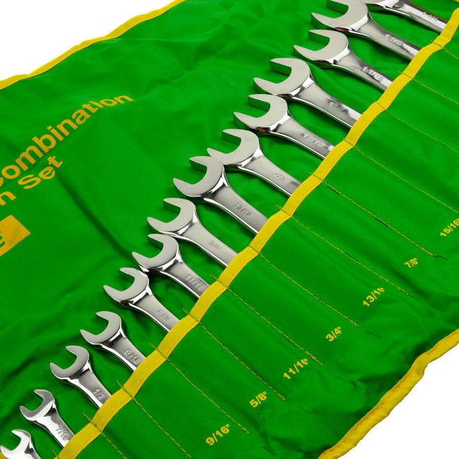 14PC Piece SAE Standard Combination Wrench Set w Roll-Up Pouch 3/8" to 1 1/4" 88027