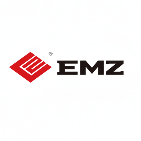 EMZ logo with red and black design on a white background