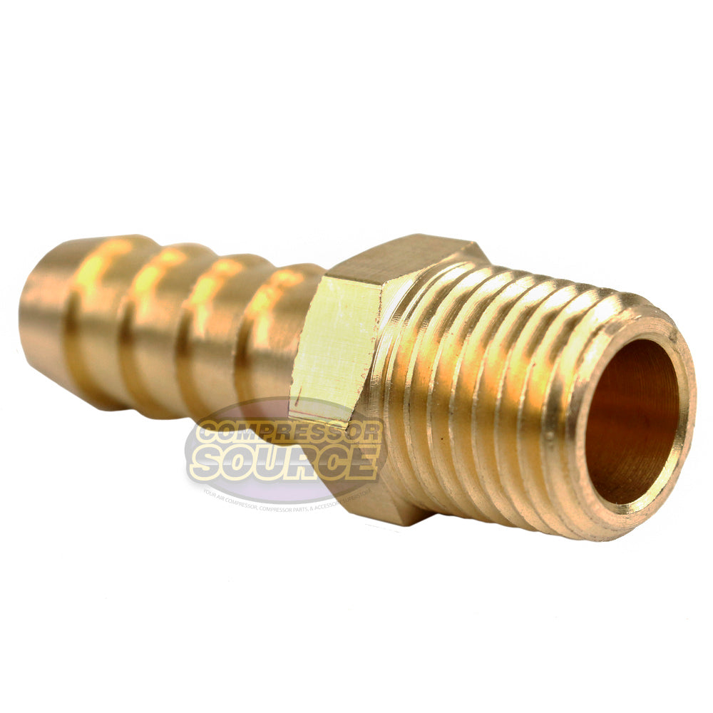 2 Pack 3/8" x 1/4" MNPT Pipe Thread Brass Air Hose Barb Fitting For 3/8" Hose 220EE