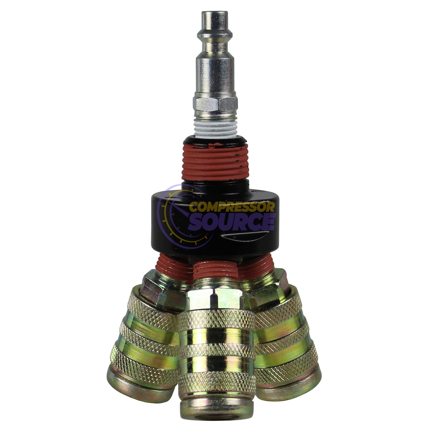 3 Way Air Hose Coupler Splitter Manifold Block Kit 1/4" NPT Couplers & Plug Kit