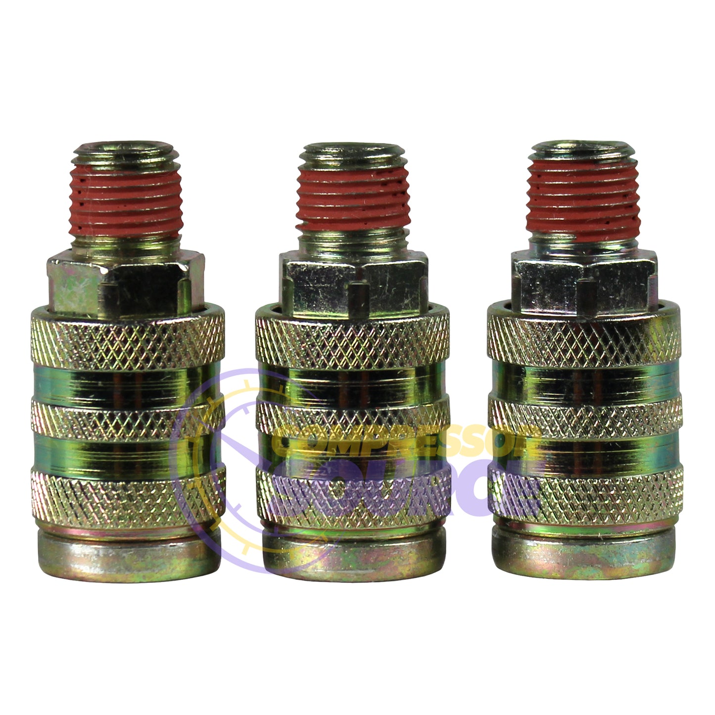 3 Way Air Hose Coupler Splitter Manifold Block Kit 1/4" NPT Couplers & Plug Kit