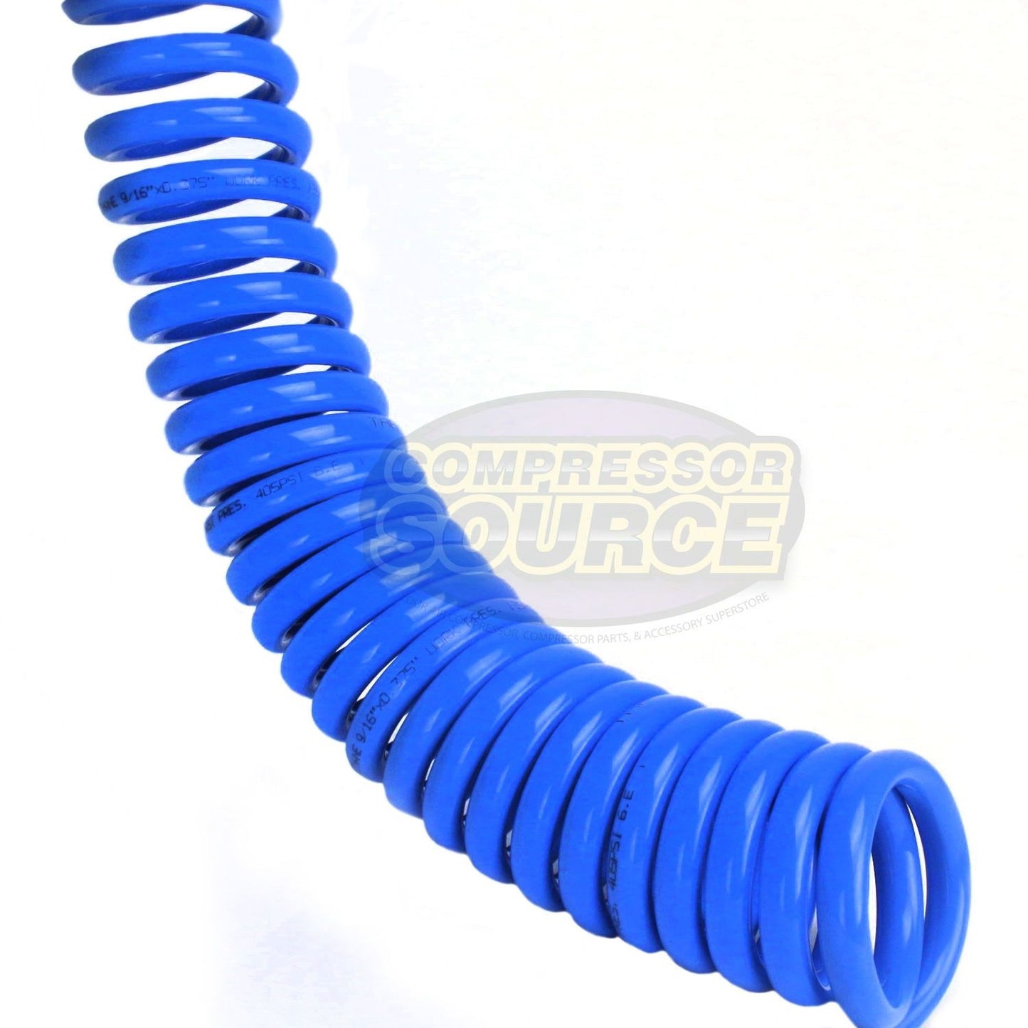 Premium 1/4" x 15' Air Compressor Coil Hose Coiled Polyurethane With Swivel Ends Blue