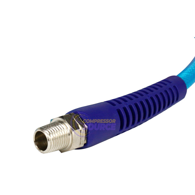 1/4 Inch Polyurethane Air Hose 1/4 Inch Male NPT Fittings 200 PSI 50 Feet Blue
