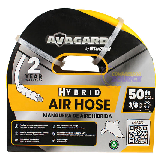 Avagard Hybrid Air Hose Assembly 3/8" X 50' 3/8" Male-NPT 300 PSI Rubber and PVC Polymer AVGHY3850