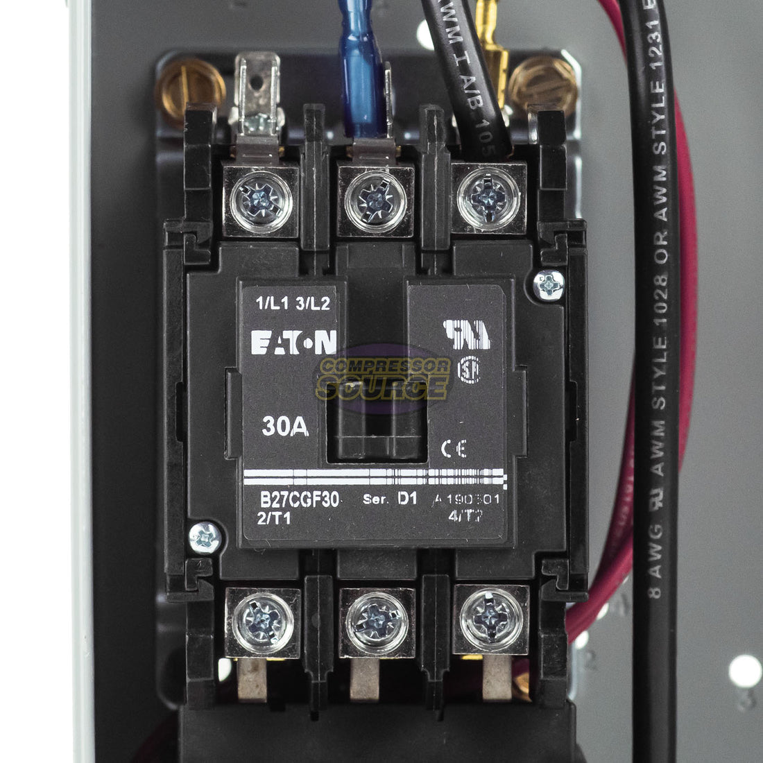 Magnetic Motor Starter Control – 5 HP Single Phase 208/230V, 22-34 AMP Adjustable Overload, S-P35TX, NEMA 1 Enclosure, Auxiliary Contacts, For Air Compressors