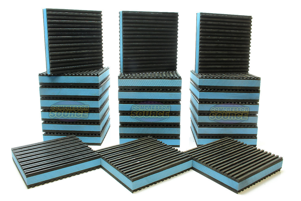 Set of 24 New Industrial Anti Vibration Pads 4" x 4" x 7/8" Thick Blue Composite Center