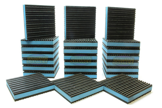 Set of 24 Industrial Anti Vibration Pads 4" x 4" x 7/8" Thick Blue Composite Center B44