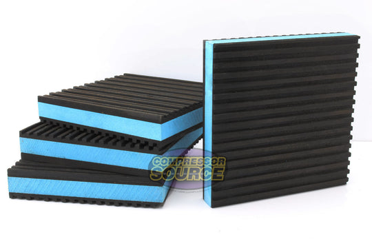 Set of 4 Industrial Anti Vibration Pads 4" x 4" x 7/8" Thick Blue Composite Center B44