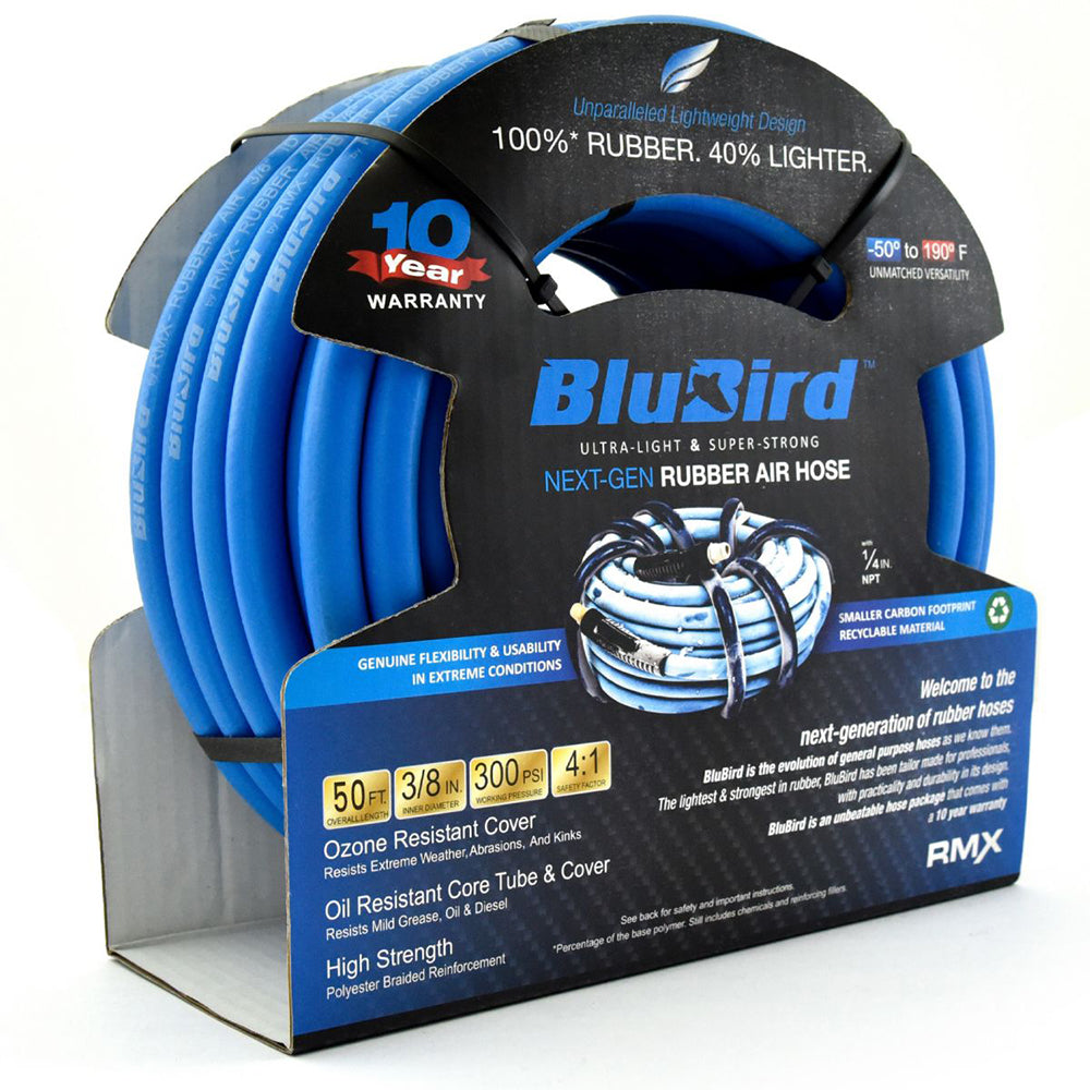 BluBird 3/8" x 50ft Air Hose 300 PSI Rubber Kink Resistant Flexible BB3850