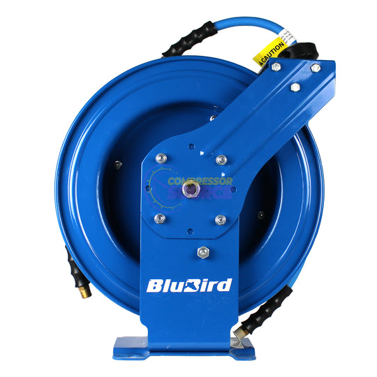 BluBird 3/8" x 50' Rubber Air Hose Reel Dual Arm Assembly BBRDA3850