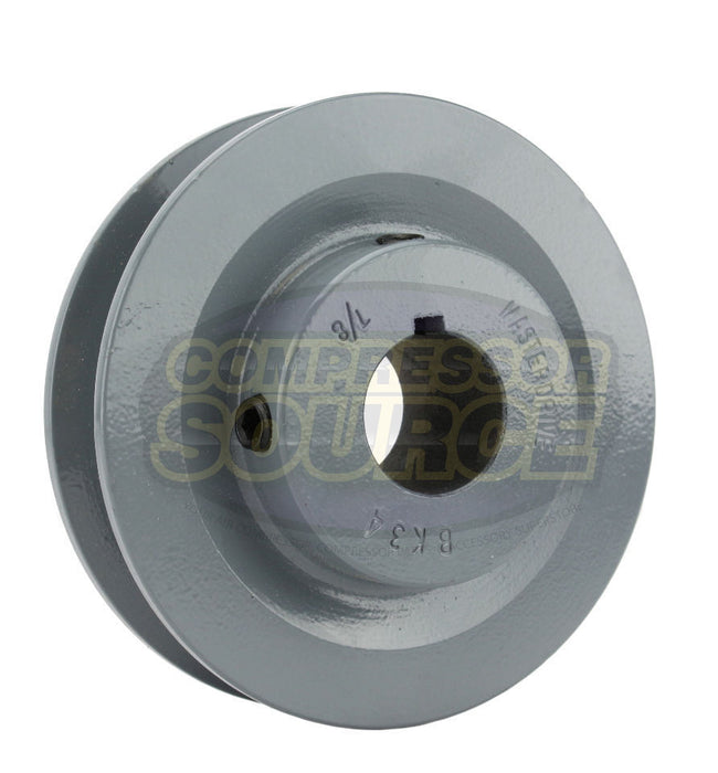 3.5" Single Groove Pulley fits B Section V-Belt 5L fits 7/8" Shaft BK34