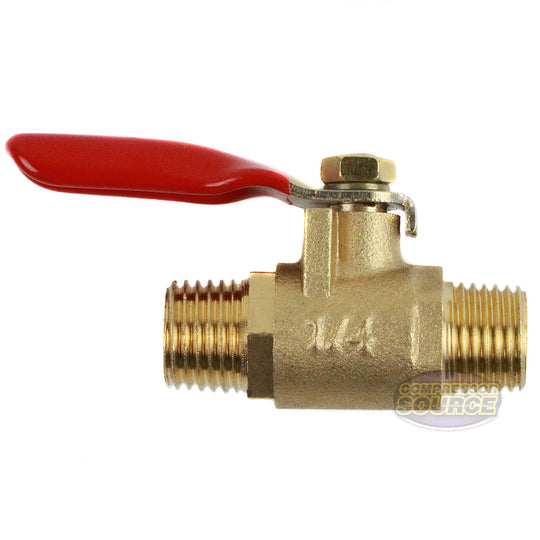 1/4" Male Male NPT Brass Ball Valve Water Moisture Air Tank Drain Shut Off BV02
