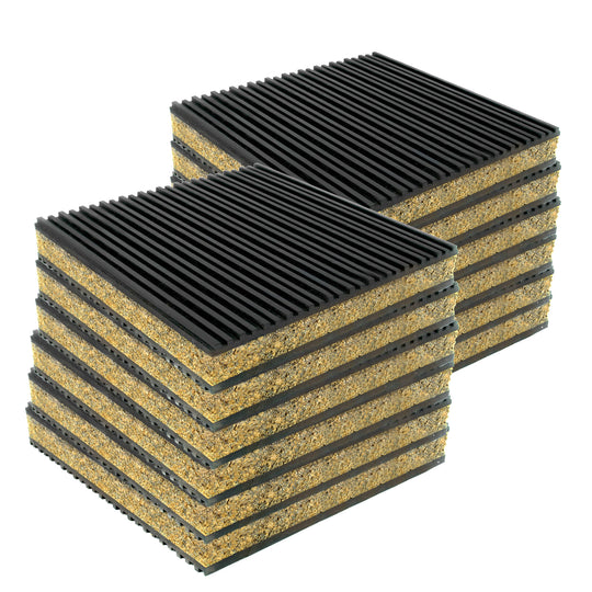12 Pack Anti Vibration Pad Isolation Dampener Isolation 6x6x7/8 Rubber/Cork