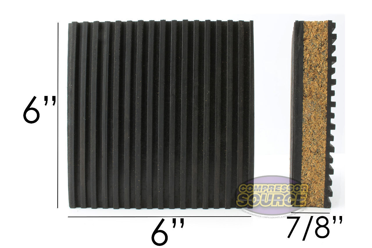8 Pack Anti Vibration Pad Isolation Dampener Isolation 6x6x7/8 Rubber/Cork