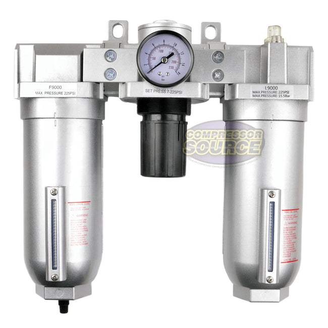 1" Compressor FRL Compressed Air Filter Regulator Oiler Lubricator w/ Auto Drain C908NA