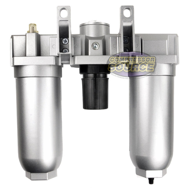 1" Compressor FRL Compressed Air Filter Regulator Oiler Lubricator w/ Auto Drain C908NA