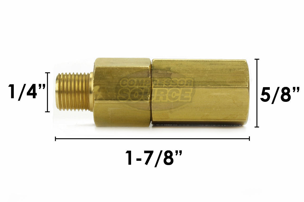 1/8" Male To Female NPT Solid Brass Check Valve 500 PSI