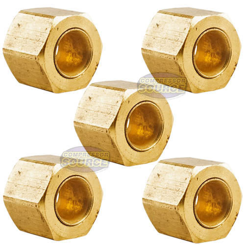 5 Pack 1/4" Compression Nut & Ferrule Combo for 1/4" OD Tube Brass Sleeve Nut