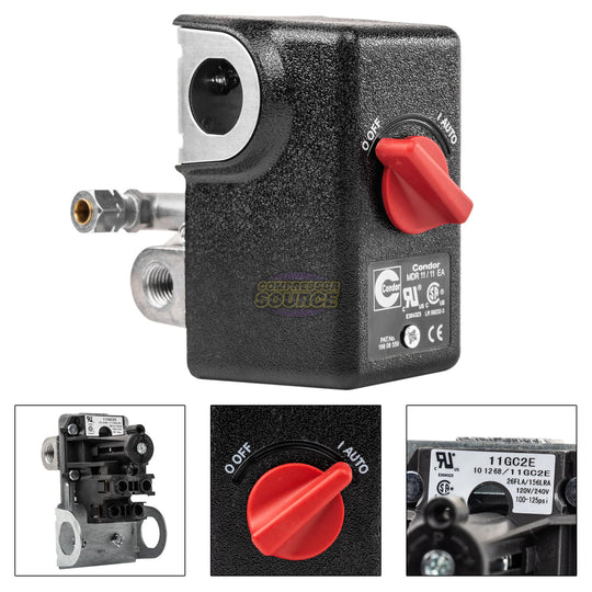 Condor 11GC2E Pressure Switch Control Valve 100-125PSI 4 Port 1/4" FNPT MDR11/11