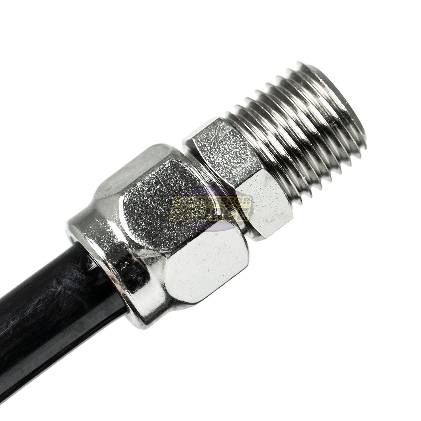 Premium 1/4" x 15' Air Compressor Coil Hose Polyurethane Coiled Swivel End Black