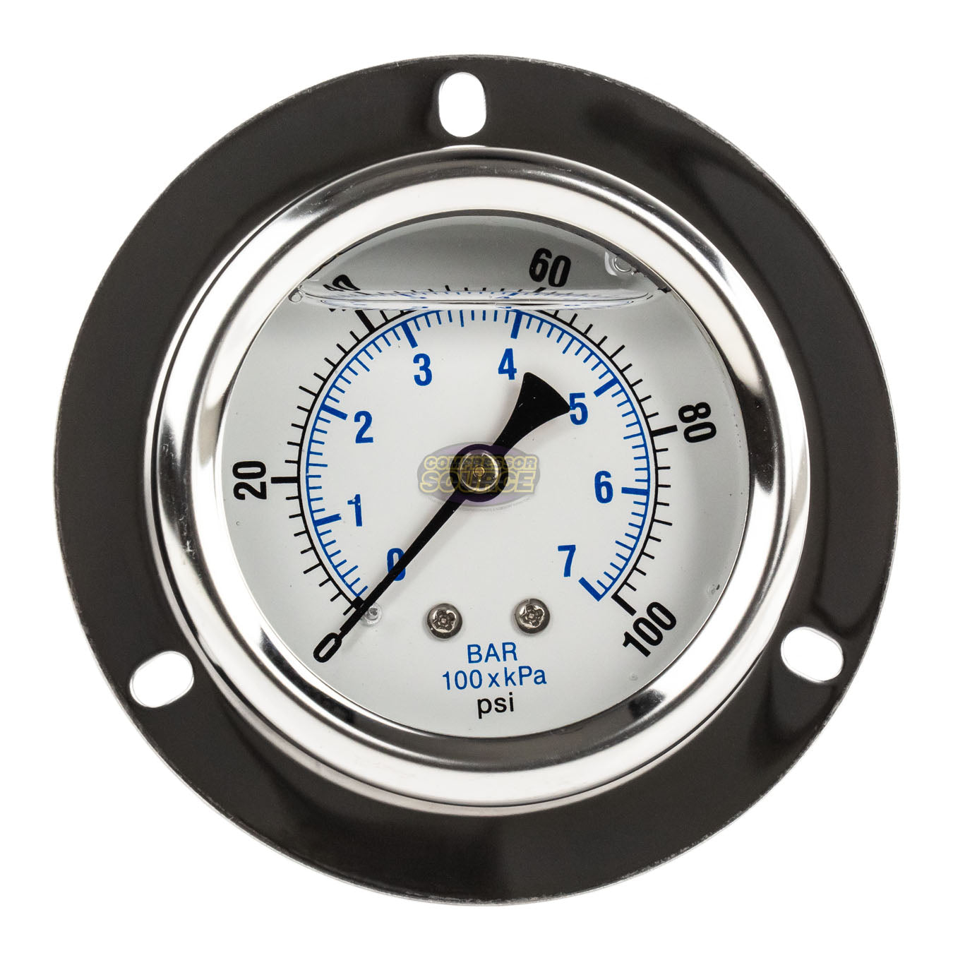 2.5" Liquid Filled Pressure Gauge 0-100 PSI 1/4" NPT CBM Panel Flush Mount 204L-254E