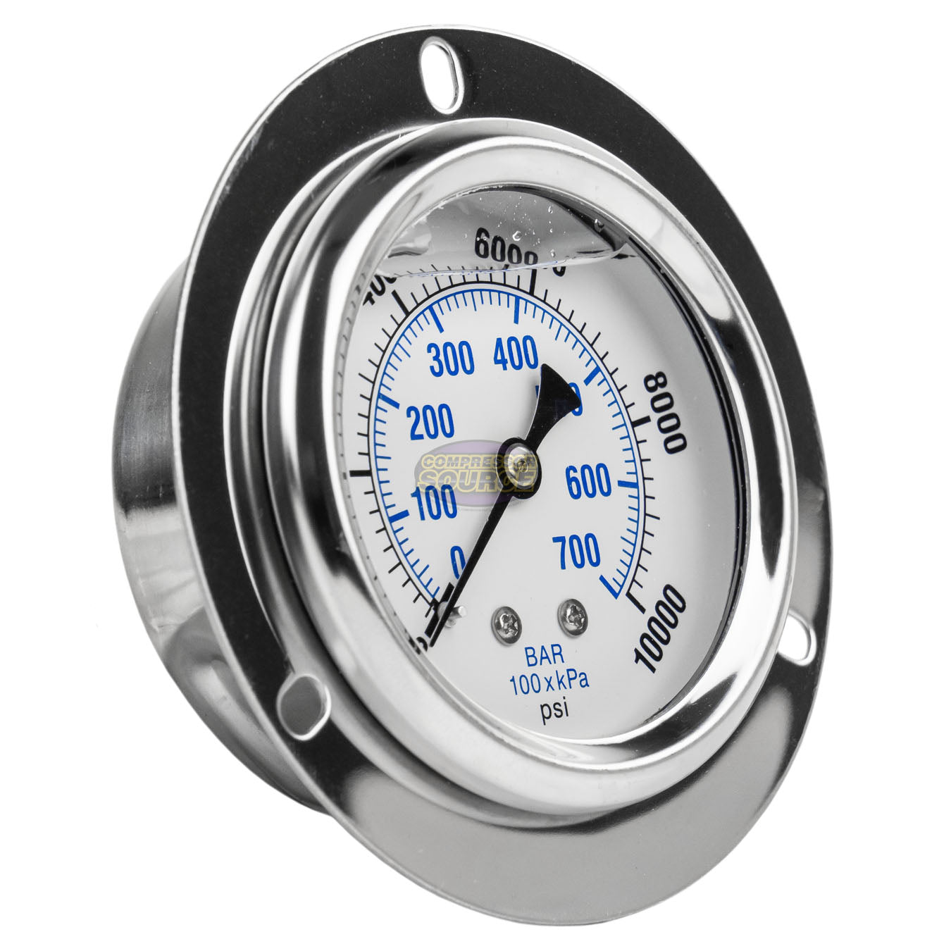 2.5" Liquid Filled Pressure Gauge 0-10,000 PSI 1/4" NPT CBM Panel Flush Mount 204L-254U