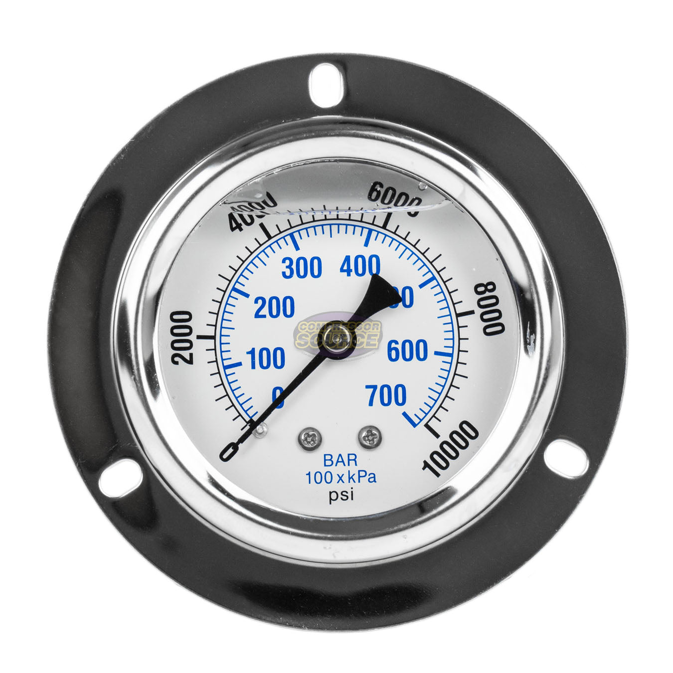 2.5" Liquid Filled Pressure Gauge 0-10,000 PSI 1/4" NPT CBM Panel Flush Mount 204L-254U