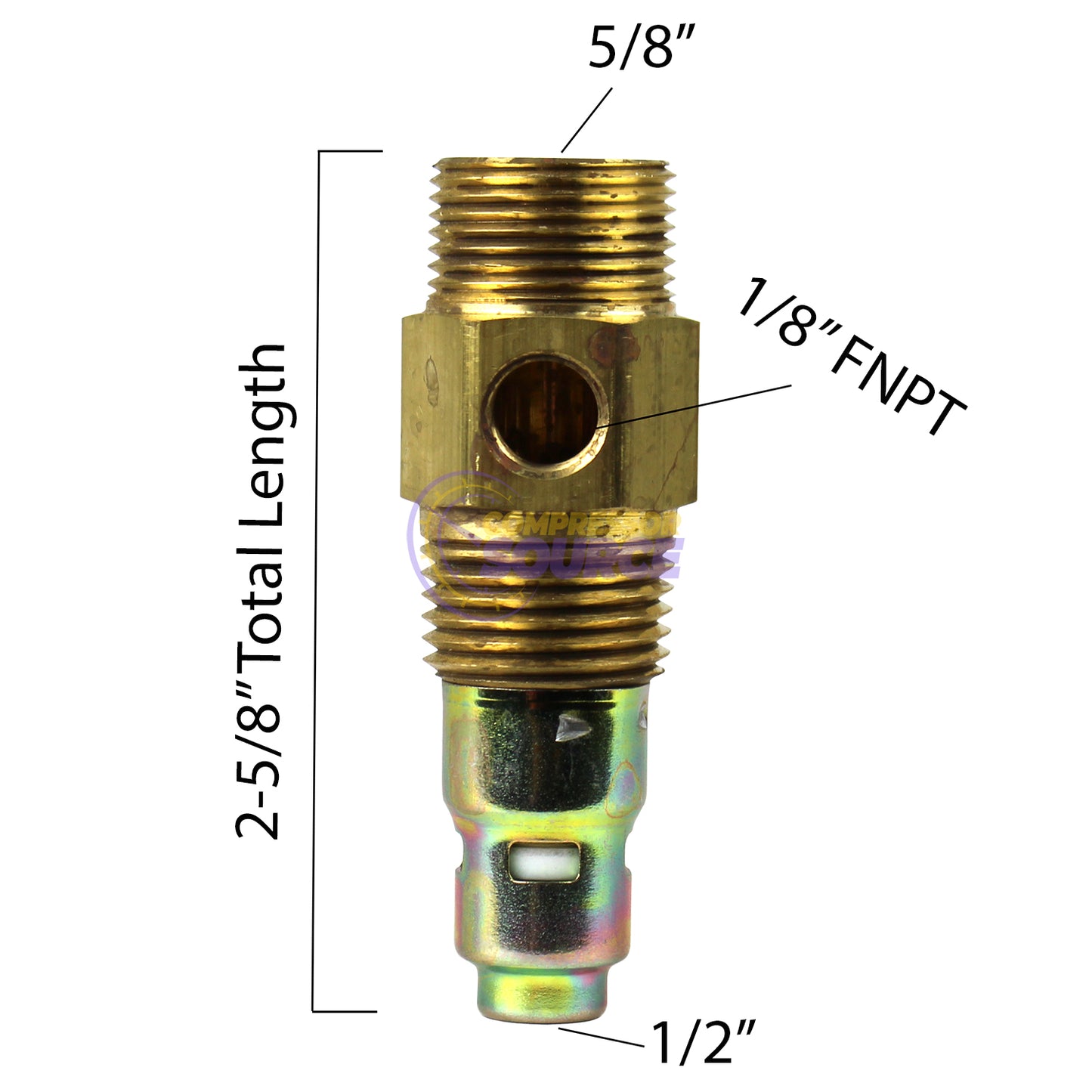 In Tank Brass Air Compressor Check Valve 1/2" Male NPT x 5/8" Compression