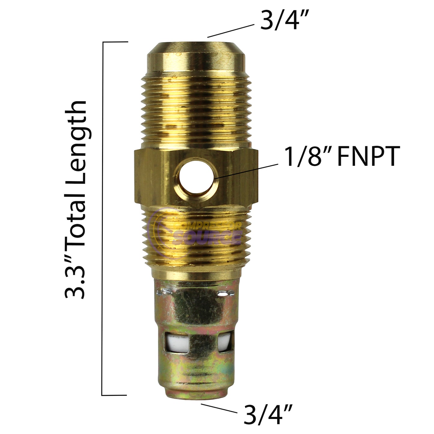 In Tank Brass Check Valve 3/4" Male NPT x 3/4" Flare with Extra Side Port