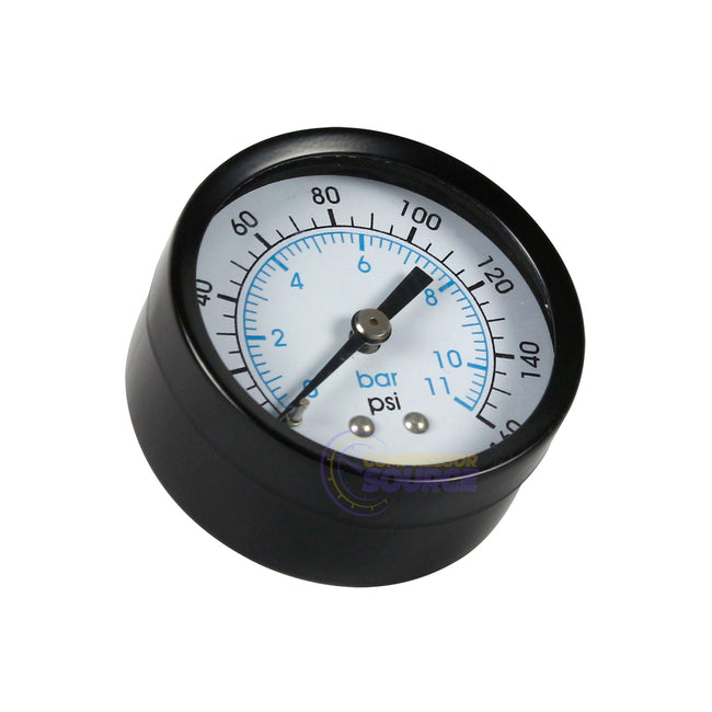 160 PSI/11 BAR Pressure Gauge 1/4 Inch Male NPT Center-Back Mount W/ 2-Inch Face
