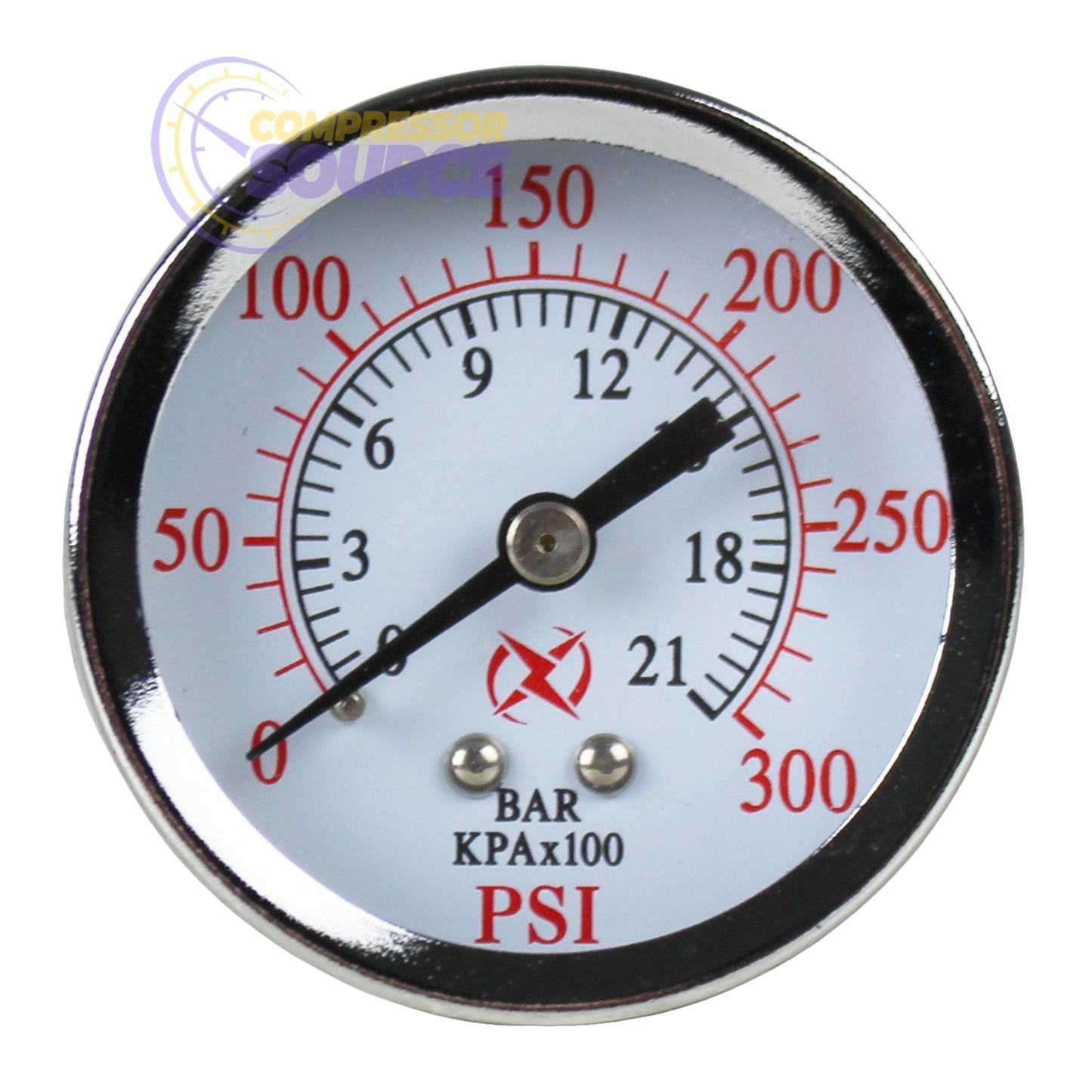 Air Compressor Pressure / Hydraulic Gauge 2" Face Back Mount 1/4" NPT 0-300 PSI