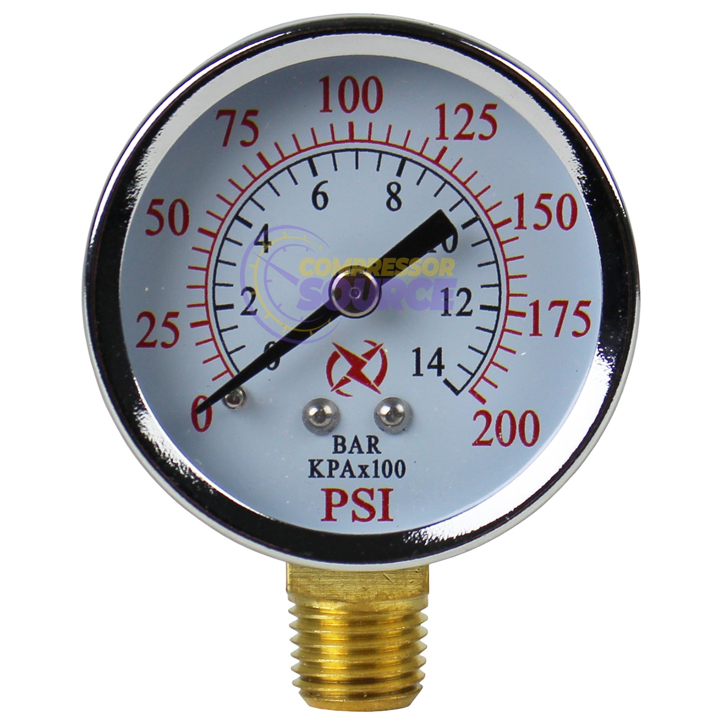 2" Face 0 - 200 PSI Pressure Gauge 1/4" NPT Side Mount